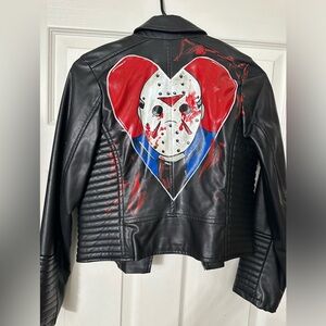 Kids H&M Halloween Custom Painted Jason Black Jacket Kid Size 11-12 years